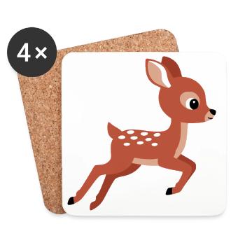 Cute jumping fawn minimalist style - Coasters (set of 4) - white - Front