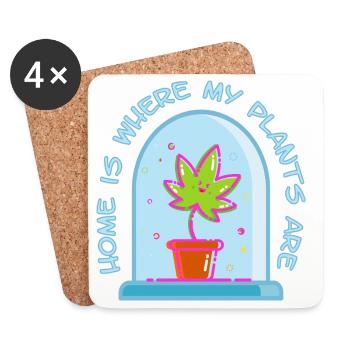 Home is where my plants are - Coasters (set of 4) - white - Front