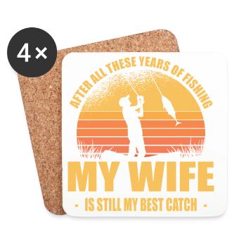 Funny Fisherman Gift Wife & Fishing Outfit - Coasters (set of 4) - white - Front