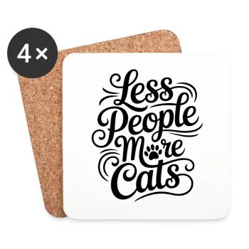 Moins de monde, plus de chats - Dessous de verre (lot de 4) - blanc - Devant