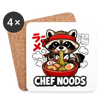 Cats Ramen Noodle Japanese Anime Manga Kawaii - Coasters (set of 4) - white - Front