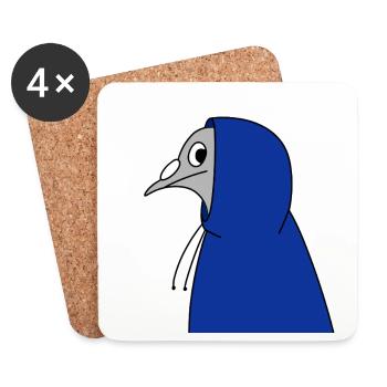 Pigeon in a Hoodie – Urban Minimal Illustration - Untersetzer (4er-Set) - Weiß - Vorne