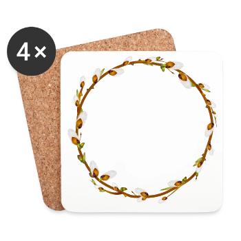 Simple Willow Wreath – Spring Decoration - Coasters (set of 4) - white - Front