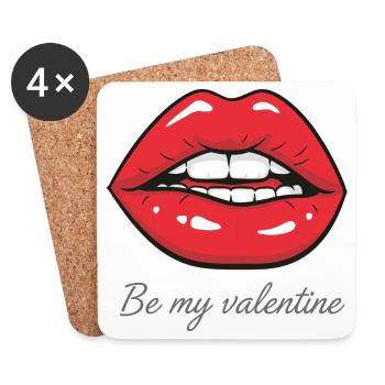 Be my Valentine – Sexy Rote Lippen Design - Untersetzer (4er-Set) - Weiß - Vorne