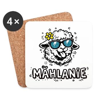 Mählanie Funny Sheep Pun Name Melanie - Coasters (set of 4) - white - Front