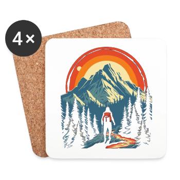 Aventure épique de randonnée – T-shirt Montagne & Sentier - Dessous de verre (lot de 4) - blanc - Devant