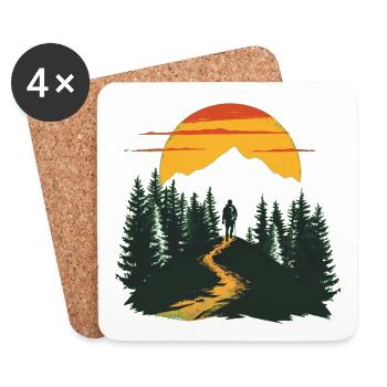 Wanderlust Explorer – Outdoor Hiking Shirt - Coasters (set of 4) - white - Front