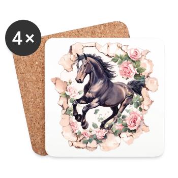 Pferd Vintage - Untersetzer (4er-Set) - Weiß - Vorne
