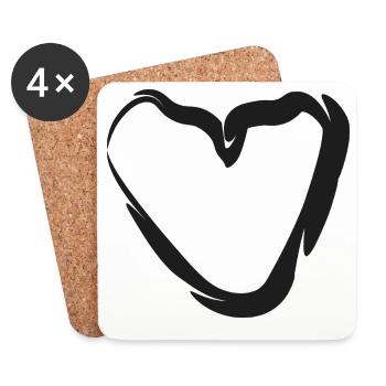 Hand-drawn heart motif - Coasters (set of 4) - white - Front
