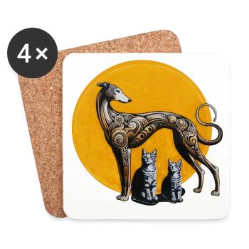 Art de rue Galgo & Cats - Brut - Dessous de verre (lot de 4) - blanc - Devant