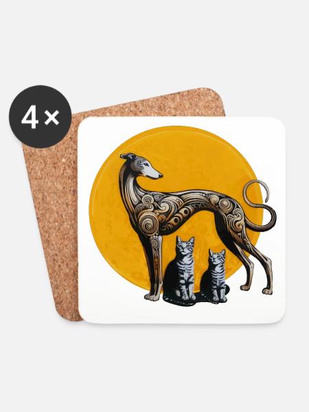 Galgo & Katzen StreetArt - Rough - Untersetzer (4er-Set) - Weiß