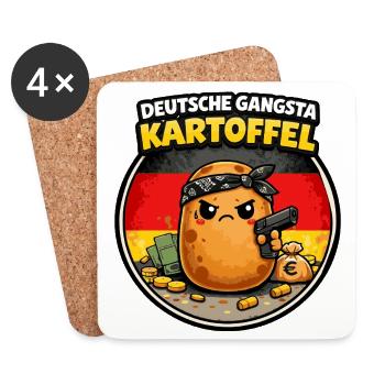 Kartoffel Gangsta Deutsch - Untersetzer (4er-Set) - Weiß - Vorne