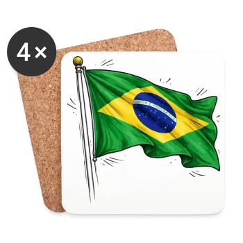 Brasilien Flagge - Untersetzer (4er-Set) - Weiß - Vorne