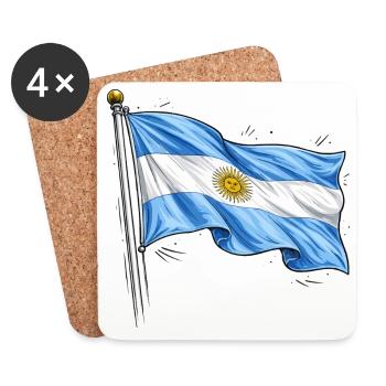 Drapeau de l’Argentine - Dessous de verre (lot de 4) - blanc - Devant