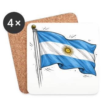 Drapeau de l’Argentine - Dessous de verre (lot de 4) - blanc - Devant