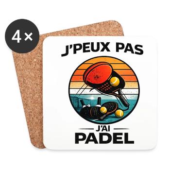 Ich kann nicht, ich habe Retro-Padel - Untersetzer (4er-Set) - Weiß - Vorne