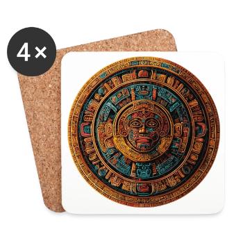 Aztec Sunstone Mandala - Coasters (set of 4) - white - Front