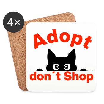 ADOPTIEREN, NICHT KAUFEN – KATZENLIEBE CATLOVER - Untersetzer (4er-Set) - Weiß - Vorne
