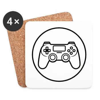Controller in hand, level 1 activated, player gift - Coasters (set of 4) - white - Front