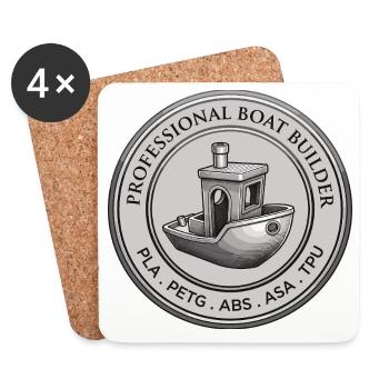 Professional Boat Builder – 3D Printing Emblem - Coasters (set of 4) - white - Front