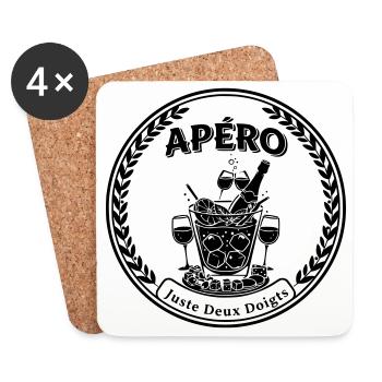 Apéro humour juste deux doigts  - Dessous de verre (lot de 4) - blanc - Devant