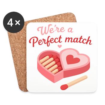 Perfekt passendes Herz-Bonbon-Liebesdesign - Untersetzer (4er-Set) - Weiß - Vorne