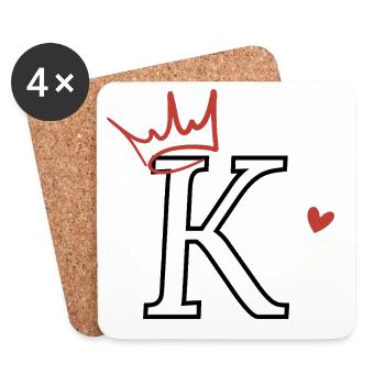 Buchstabe k Kronenherz - Untersetzer (4er-Set) - Weiß - Vorne