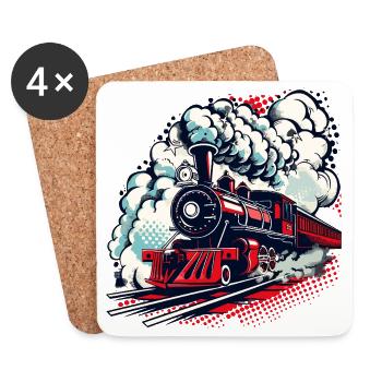 steam locomotive - Coasters (set of 4) - white - Front