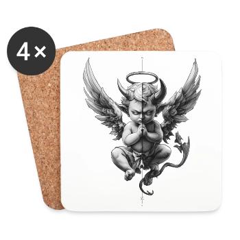 Anges et Démons : Noir et Blanc - Dessous de verre (lot de 4) - blanc - Devant