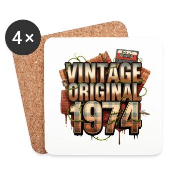 Rétro vintage 1974 - Dessous de verre (lot de 4) - blanc - Devant