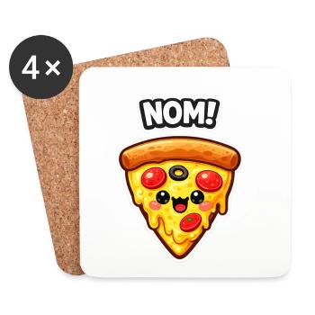 Kawaii Pizza Slice Design - Coasters (set of 4) - white - Front