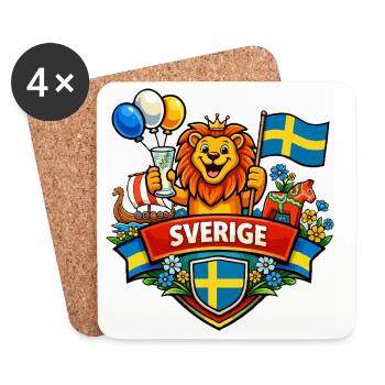 Logo joyeux de la Suède - Dessous de verre (lot de 4) - blanc - Devant