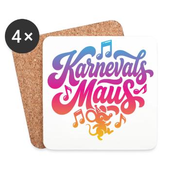 Karnevals Maus Karnevalsmaus Karneval Party Kostüm - Untersetzer (4er-Set) - Weiß - Vorne