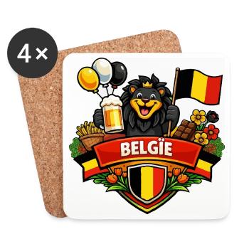 Belgium cheerful logo - Coasters (set of 4) - white - Front