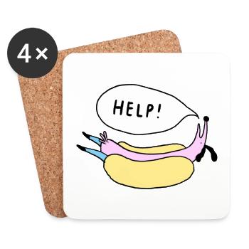 Help_Hot_Dog - Coasters (set of 4) - white - Front