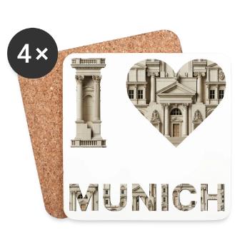 I love Munich – Classical Architecture Love - Coasters (set of 4) - white - Front