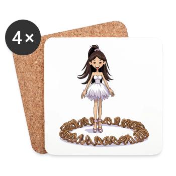 Fée dansante sur un anneau bretzel - Dessous de verre (lot de 4) - blanc - Devant