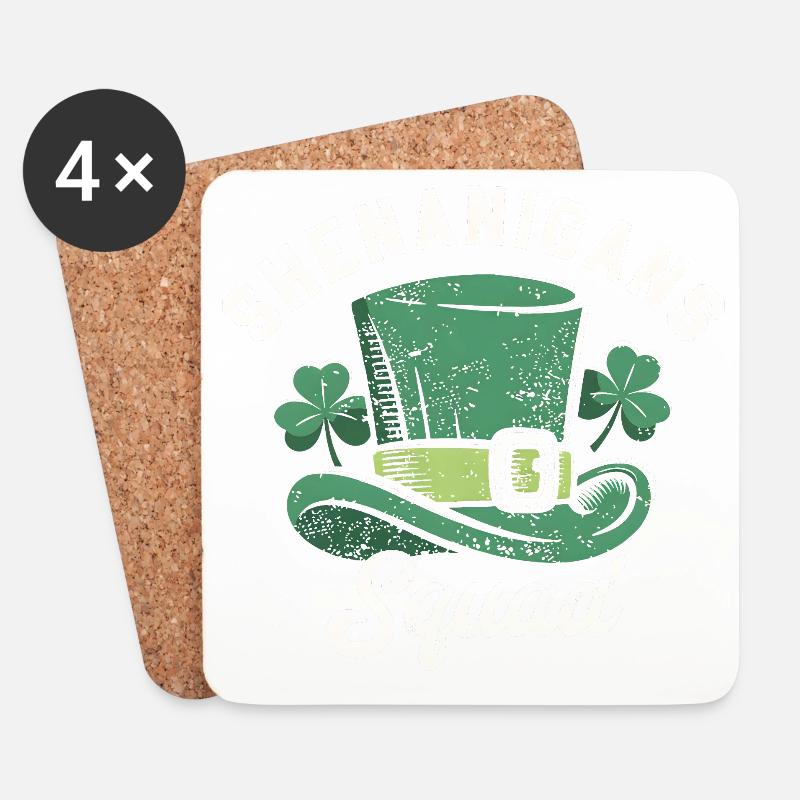 Shenanigans Squad St Patricks Day Green Hat - Coasters (set of 4) - white