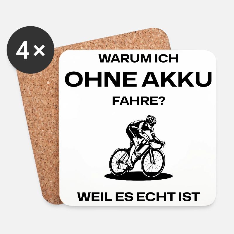 Radfahrer Silhouette Schwarz - Untersetzer (4er-Set) - Weiß