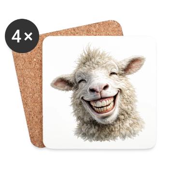 Fröhliches Schaf Lächeln - Untersetzer (4er-Set) - Weiß - Vorne