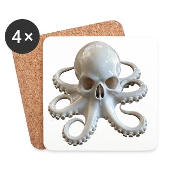 Skull Octopus Fusion - Dessous de verre (lot de 4) - blanc - Devant