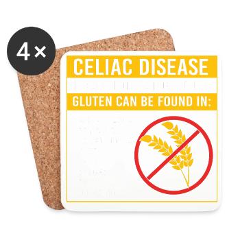Maladie cœliaque sans gluten - Dessous de verre (lot de 4) - blanc - Devant
