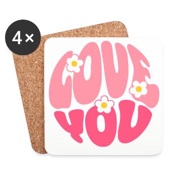 Love You Bubble Letters - Coasters (set of 4) - white - Front