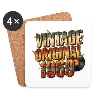 Vinyle vintage original de 1969 - Dessous de verre (lot de 4) - blanc - Devant