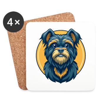 Affenpinscher Dog Kawaii Mascot Cartoon Clipart - Coasters (set of 4) - white - Front