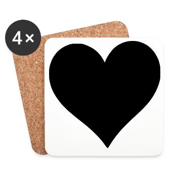 Black Heart Valentinstagsgeschenk - Untersetzer (4er-Set) - Weiß - Vorne