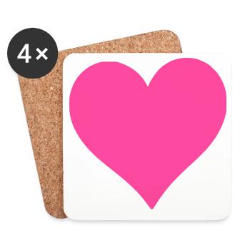 Heart Pink Heart Pink Gift Valentine's Day - Coasters (set of 4) - white - Front