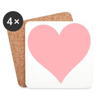 Saint-Valentin Cœur Rose, St.valentin - Dessous de verre (lot de 4) - blanc - Devant