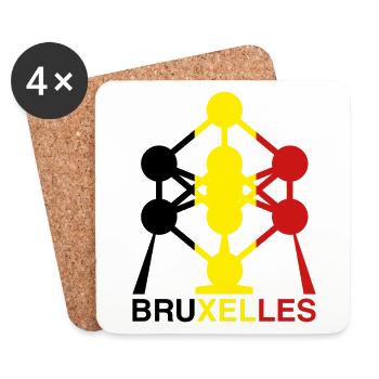 Icône des couleurs du drapeau belge de l’Atomium Bruxelles - Dessous de verre (lot de 4) - blanc - Devant