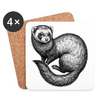 Furet - Dessous de verre (lot de 4) - blanc - Devant